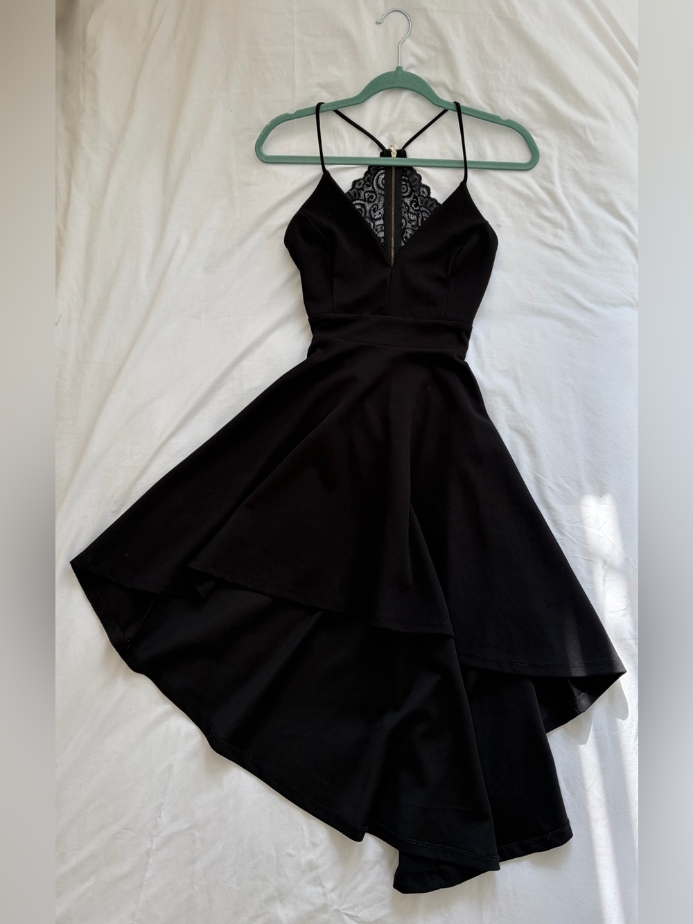 Windsor Black High-Low Lace-Back Party Dress